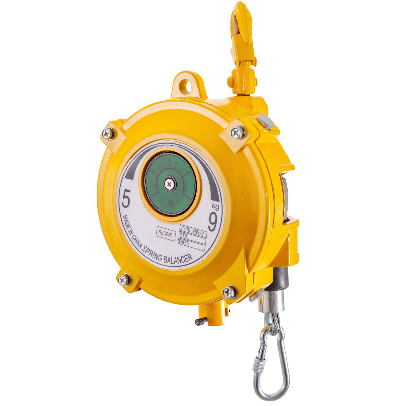 VEVOR Spring Balancer 11-19lbs(5-9kg) Retractable Tool Holder 1.5m Length Tool Balancer with Hook and Wire Rope Adjustable Balancer Retractor Hanging Holding Equipment in Yellow
