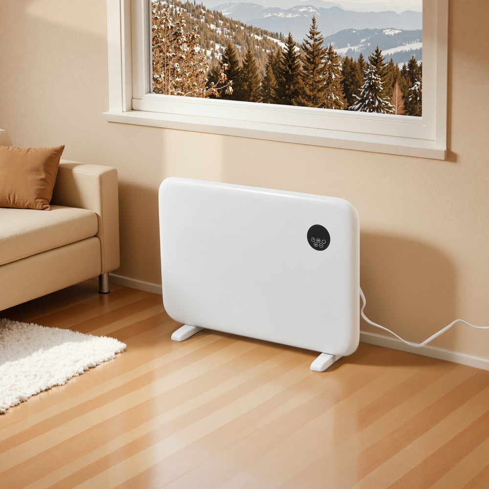 Calefactor de convección VEVOR, calefactor eléctrico de 1500 W con control remoto y táctil, diseño portátil para montaje en pared o soporte, con protección antivuelco y contra sobrecalentamiento para el hogar y la oficina, color blanco
