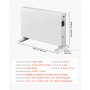 VEVOR Convection Panel Heater, 2000W Electric Panel Space Heater with Remote & Touch Control, 3 Modes, 24H Timer, Stand or Wall Mount Design with Anti-Tipping & Overheat Protection for Home and Office