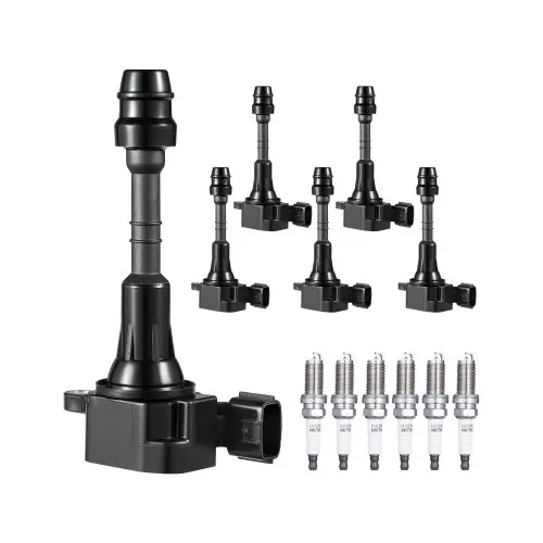 Ignition Coil Pack and Spark Plugs Set of 6 Compatible with Nissan Infiniti
