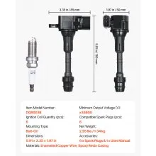 Ignition Coil Pack and Spark Plugs Set of 6 Compatible with Nissan Infiniti