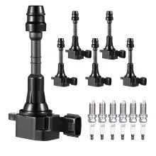 Ignition Coil Pack and Spark Plugs Set of 6 Compatible with Nissan Infiniti