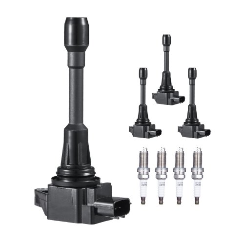 Ignition Coil Pack and Spark Plugs Set of 4 Compatible with Nissan Altima Versa