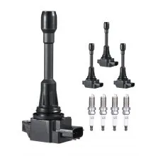 Ignition Coil Pack and Spark Plugs Set of 4 Compatible with Nissan Altima Versa