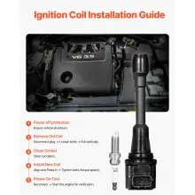 VEVOR Ignition Coil Pack and Spark Plugs, Set of 4, Compatible with Nissan Altima Versa Sentra Cube Rogue NV200 2.5L 2.0L 1.8L 1.6L L4, Replacement for 22448ED000 22448JA00A 22448JA00C 22448-JA00A