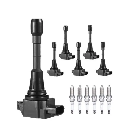 Ignition Coil Pack and Spark Plugs Set of 6 Compatible with Nissan Infiniti EX35