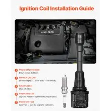 VEVOR Ignition Coil Pack and Spark Plugs, Set of 6, Compatible with Nissan Murano Maxima Pathfinder 350Z Altima Quest Infiniti EX35 FX35 G25 G35 JX35 M35 M35h Q50 Q70 QX60 3.5L V6, for UF550 C1670