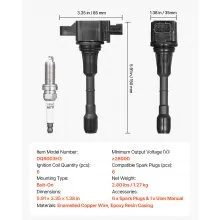 Ignition Coil Pack and Spark Plugs Set of 6 Compatible with Nissan Infiniti EX35