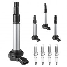 VEVOR Ignition Coil Pack and Spark Plugs, Set of 4, Compatible with Toyota Corolla Matrix Prius Prius V Scion IM xD Pontiac Vibe Lexus CT200h 1.8L L4, Replacement for UF596 UF-619 90919-02252 C1714