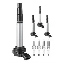 VEVOR Ignition Coil Pack and Spark Plugs, Set of 4, Compatible with Toyota Corolla Matrix Prius Prius V Scion IM xD Pontiac Vibe Lexus CT200h 1.8L L4, Replacement for UF596 UF-619 90919-02252 C1714