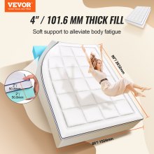 Surmatelas VEVOR en mousse à mémoire de forme de qualité supérieure, rembourrage en fibre, taille Queen, épaisseur 4 po