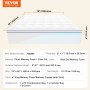 VEVOR Mattress Topper Premium Memory Foam Fiber Fill King 1930x2032x101.6 mm Thickness
