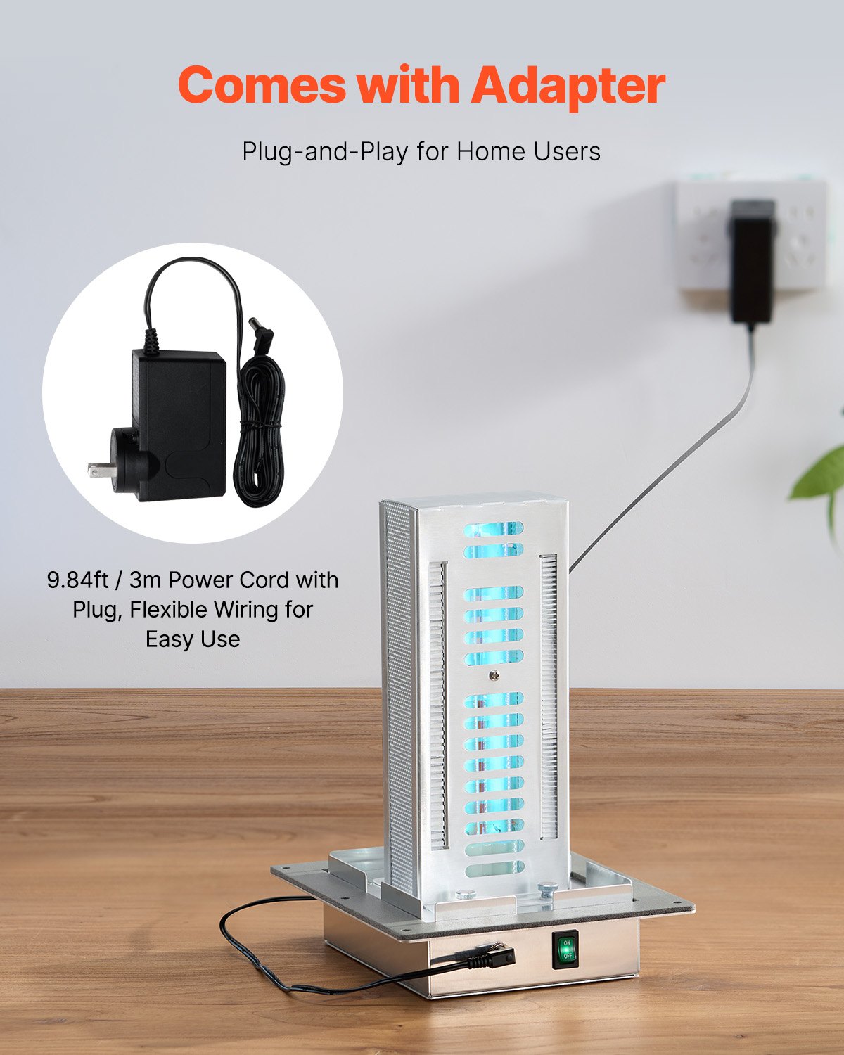 VEVOR HVAC Air Purifier Whole House, 18W 9inch, Light in Duct for Ac (Air Conditioning) Duct, Air Scrubber with 2 Bulb, PCO Technology HVAC lights with Power Cord for Ac Systems