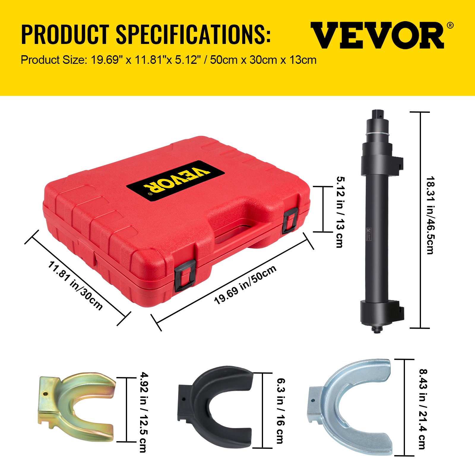 VEVOR Strut Spring Compressor, 3 Pairs Jaws Fork Spring Compressor Kit, Universal Interchangeable Fork Coil Extractor Tool Set, Heavy-Duty Steel Material Spring Compressor Tool, Tool Spring Compressor