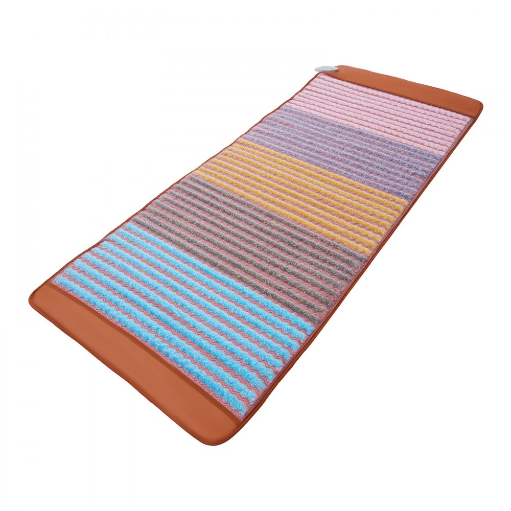 VEVOR Far Infrared Heating Pad, 5 Natural Crystal Gemstones Mat, Full-Body Amethyst Heating Pad with Negative Ions, 103-159℉ Heating, 0-12 Hours Timer for Back Waist Leg Pain Relief (67 x 27-inch)