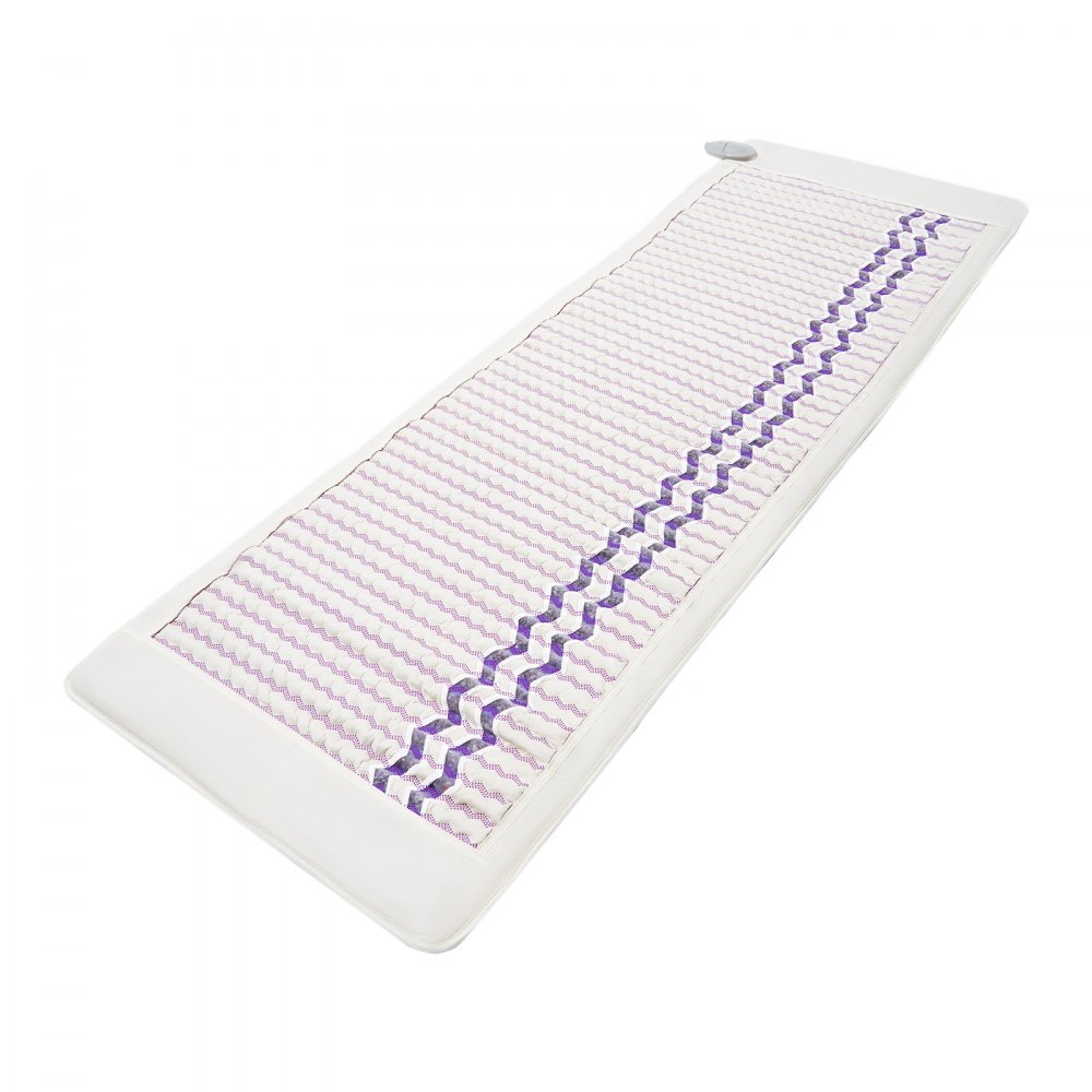 Almohadilla térmica de infrarrojo lejano VEVOR, esterilla térmica de amatista con iones negativos, 40-70 °C, esterilla terapéutica con piedras preciosas calientes y temporizador de 0 a 12 horas para aliviar el dolor corporal (183 x 61 cm)