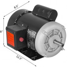 VEVOR 0.75 Hp Electric Motor Rated Speed 1725 RPM Single Phase Motor AC 115V 230V Air Compressor Motor 56C Frame Suit for Agricultural Machinery and General Equipment