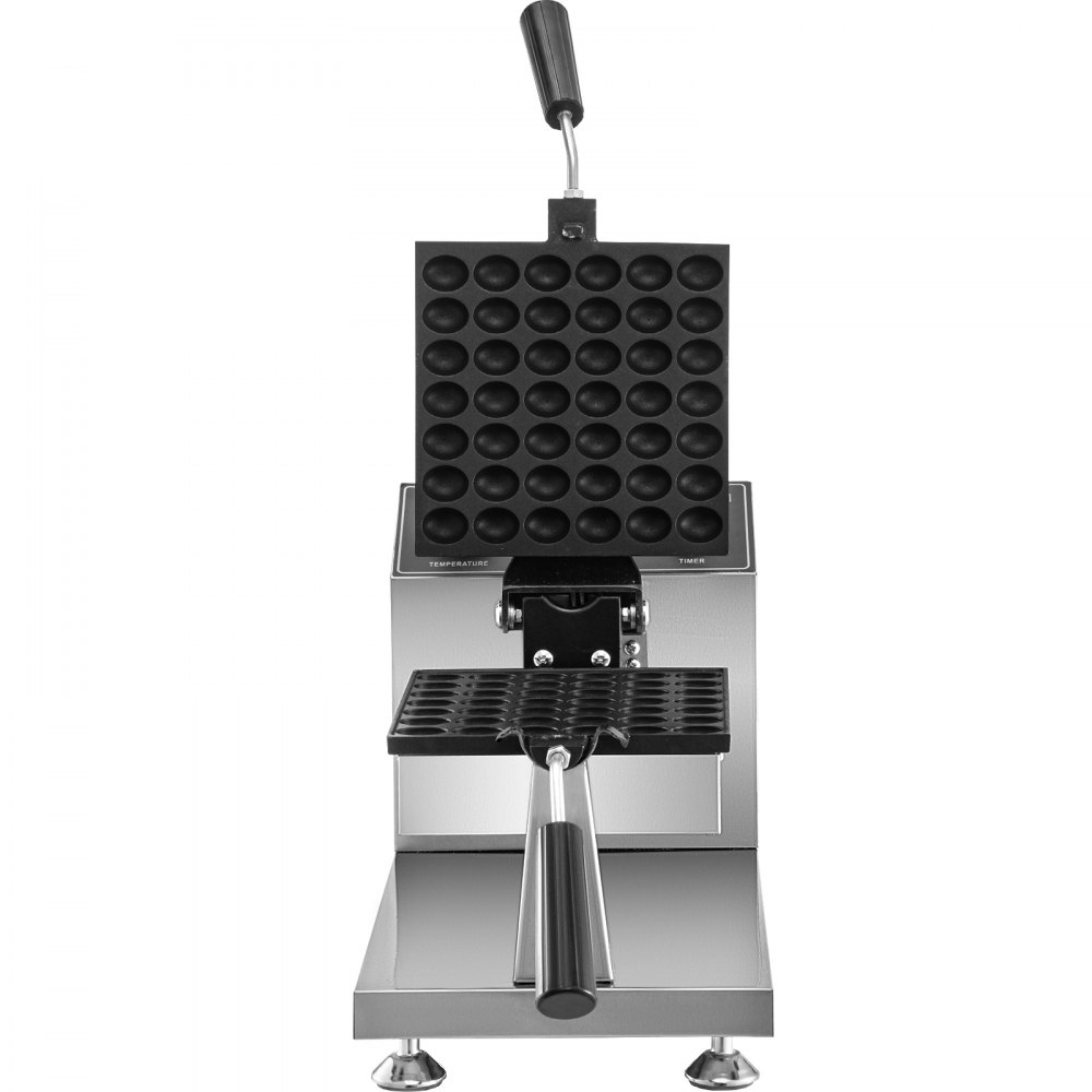 VEVOR Commercial Bubble Waffle Maker, 8" Square Mould, 1200W Egg Bubble Puff Iron w/ 360°Rotatable 2 Pans & Bent Handles, Stainless Steel Baker w/ Non-Stick Teflon Coating, 50-300℃/122-572℉ Adjustable