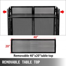 VEVOR DJ Facade Table 20x40x45 Inches, DJ Booth Flat Table Top 20x40 Inch, Adjustable DJ Event Facade with White & Black Scrim, Folding DJ Booth Metal Frame, Foldable Cover Screen