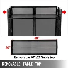 VEVOR DJ Facade Table 20x40x45 Inches, DJ Booth Flat Table Top 20x40 Inch, Adjustable DJ Event Facade with White & Black Scrim, Folding DJ Booth Metal Frame, Foldable Cover Screen
