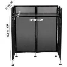 VEVOR DJ Facade Table 20x40x45 Inches, DJ Booth Flat Table Top 20x40 Inch, Adjustable DJ Event Facade with White & Black Scrim, Folding DJ Booth Metal Frame, Foldable Cover Screen
