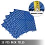 VEVOR Rubber Tiles Interlocking 25 PCS Blue, Drainage Tiles 30.5 x 30.5 x 1.2 cm, Deck Tiles Outdoor Floor Tiles, Outdoor Interlocking Tiles, Deck Flooring for Pool Shower Bathroom Deck Patio Garage