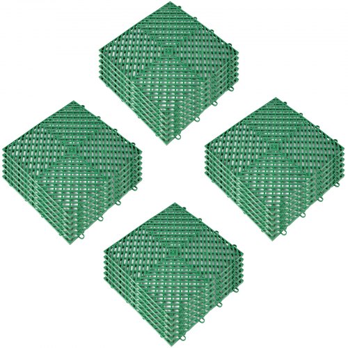 VEVOR Rubber Tiles Interlocking 25 PCS Green, Drainage Tiles 30.5 x 30.5 x 1.2 cm, Deck Tiles, Outdoor Interlocking Tiles, Deck Flooring for Pool Shower Bathroom Deck Patio Garage, Green