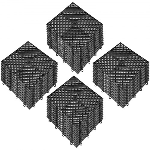 VEVOR Rubber Tiles Interlocking 50 PCS, Drainage Tiles 30.5 x 30.5 x 1.2 cm, Deck Tiles Outdoor Floor Tiles, Outdoor Interlocking Tiles, Deck Flooring for Pool Shower Bathroom Deck Patio Garage, Black