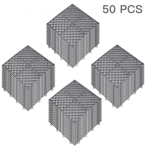 VEVOR Tiles Interlocking 50 PCS Gray, Drainage Tiles 12x12x0.5 Inches, Deck Tiles Outdoor Floor Tiles, Outdoor Interlocking Tiles, Deck Flooring for Pool Shower Bathroom Deck Patio Garage