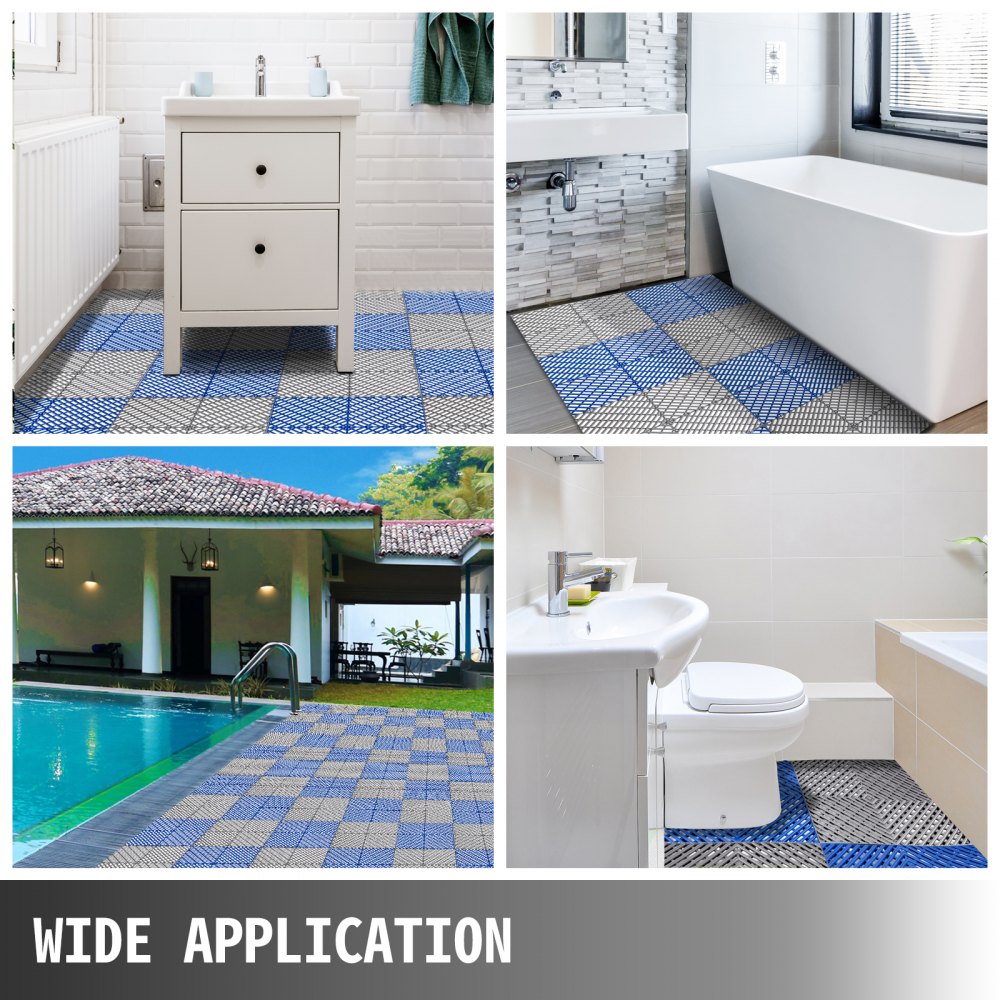 VEVOR Interlocking Garage Floor Tiles 30.5x30.5x1.3 cm 55PCS Blue