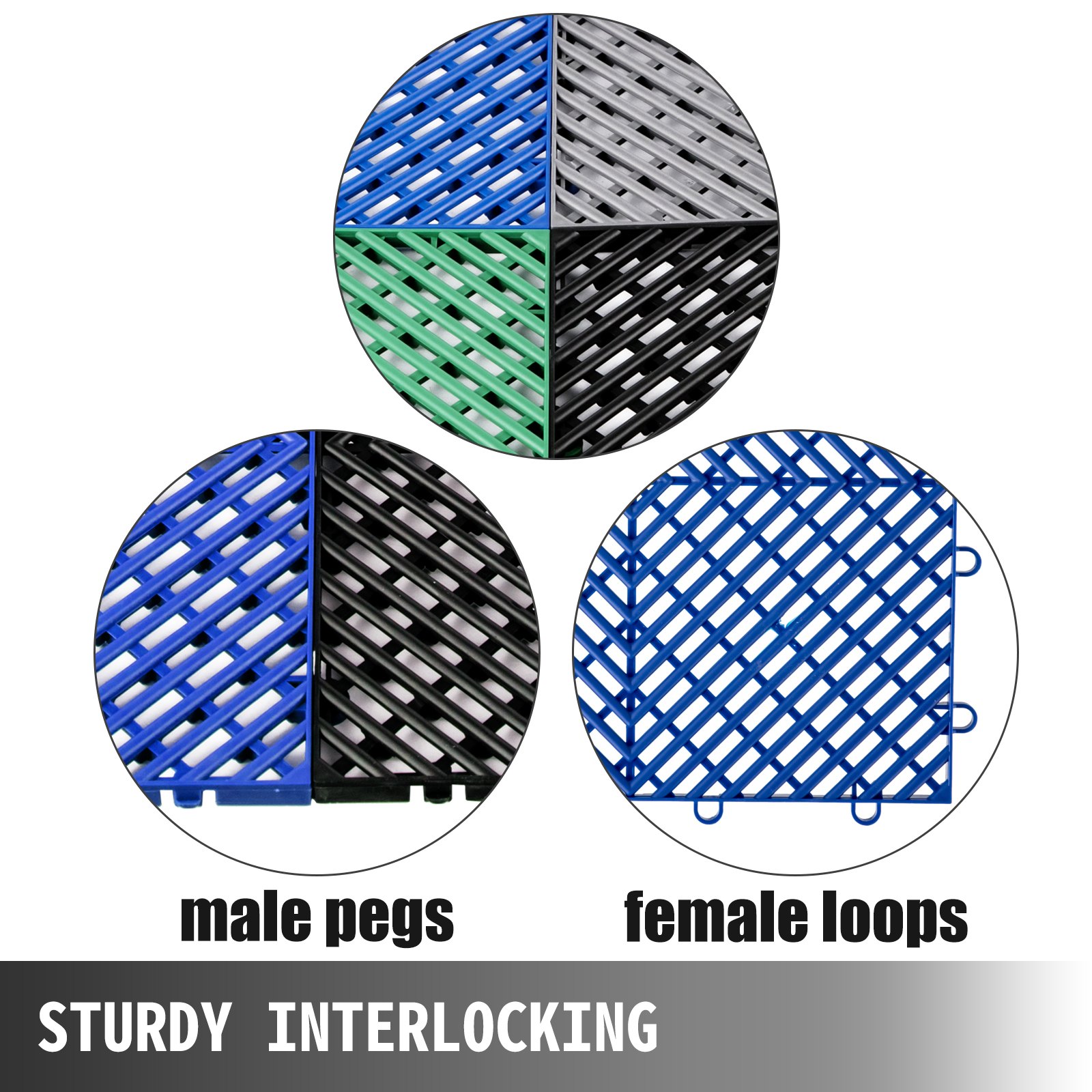 VEVOR Interlocking Garage Floor Tiles 30.5x30.5x1.3 cm 55PCS Blue