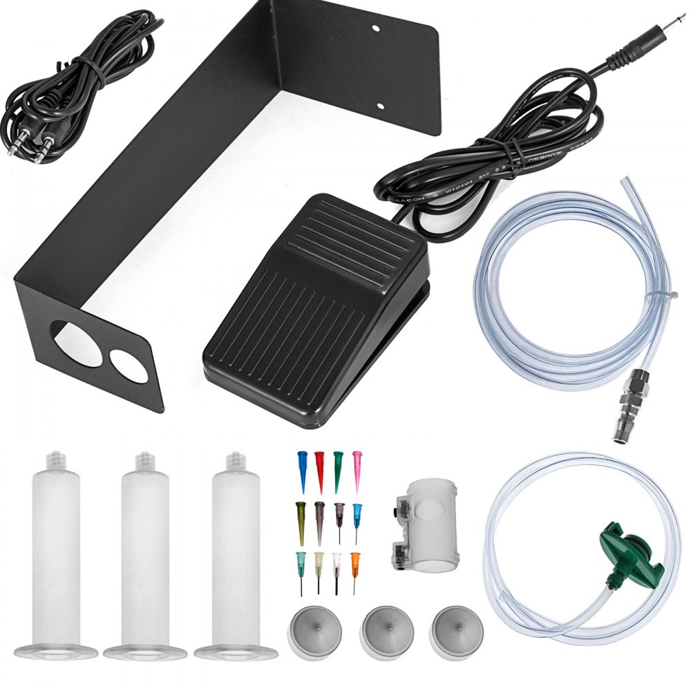 VEVOR Auto Glue Dispenser Dual Controller 24V DC Solder Paste Glue Dropper 982A Digital Display Solder Paste Liquid Adhesive Controller Dropper Machine