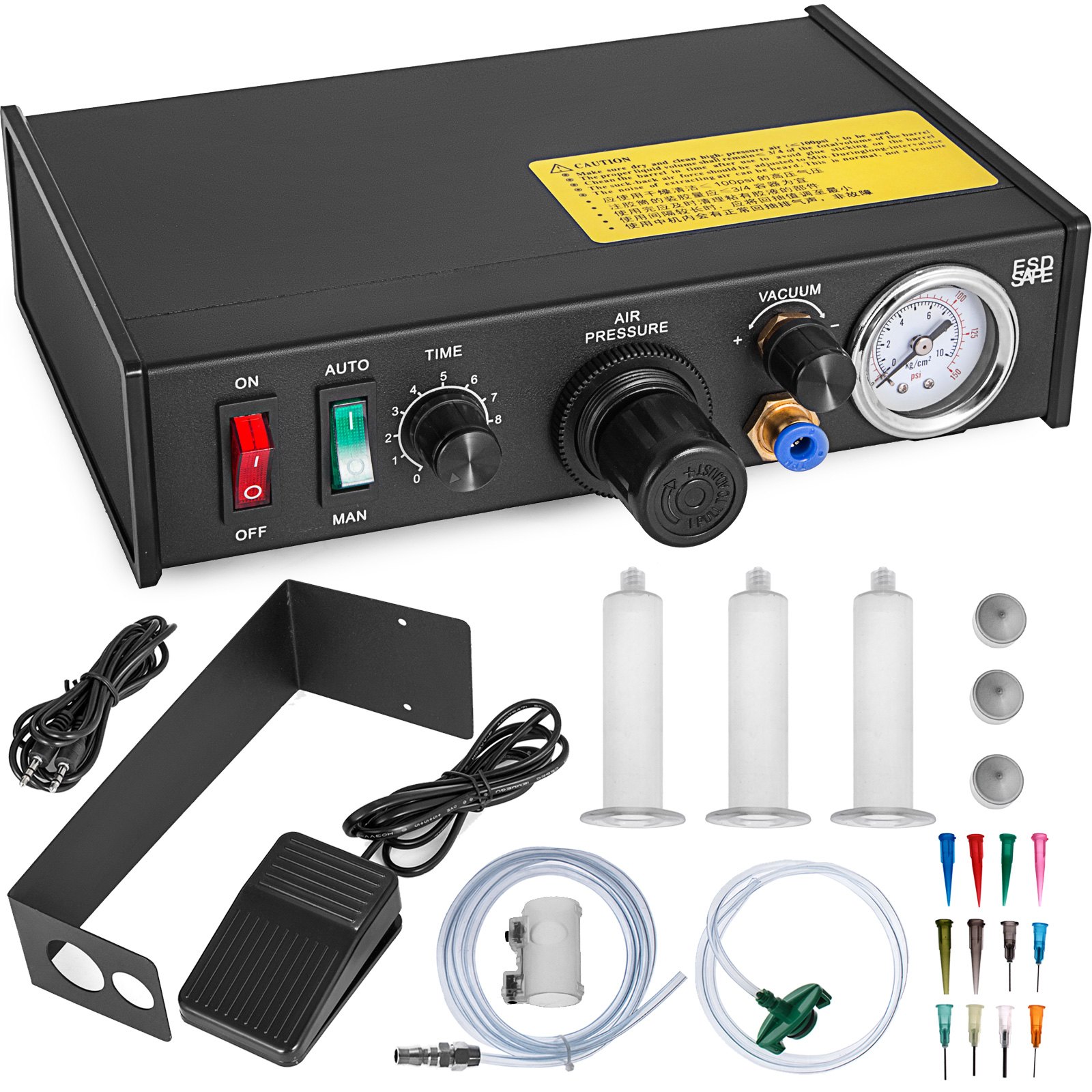 VEVOR Auto Glue Dispenser Dual Controller 24V DC Solder Paste Glue Dropper 982A Digital Display Solder Paste Liquid Adhesive Controller Dropper Machine