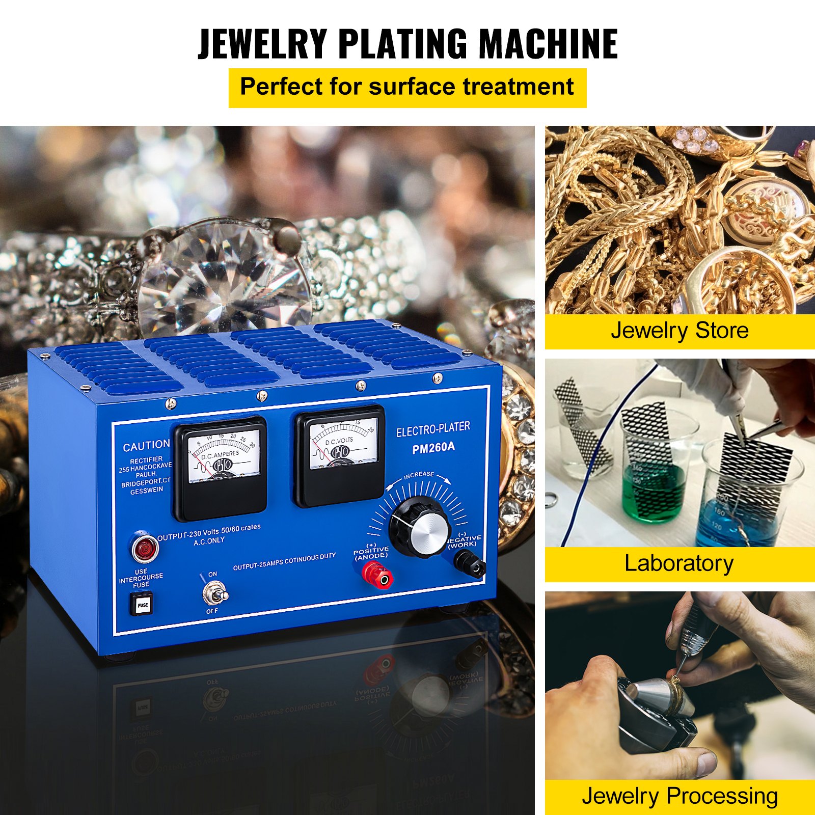 VEVOR Jewelry Plating Rectifier 30A Platinum Gold Silver Rhodium Plating Machine 110 or 220V Jewelry Plater Electroplating Rectifier With Thyristor Rectifier