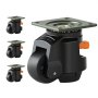 VEVOR Leveling Casters, Set of 4, 1000 kg Total Load Capacity, 63.5 mm, Heavy Duty with Upgraded Handle Design, 360 Degree Swivel Caster Wheels, Adjustable Casters with Feet for Workbench, Machine