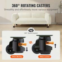VEVOR Leveling Casters, Set of 4, 2200 lbs Total Load Capacity, 2.5 inches, Heavy Duty with Upgraded Handle Design, 360 Degree Swivel Caster Wheels, Adjustable Casters with Feet for Workbench, Machine
