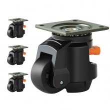 VEVOR Leveling Casters, Set of 4, 2200 lbs Total Load Capacity, 2.5 inches, Heavy Duty with Upgraded Handle Design, 360 Degree Swivel Caster Wheels, Adjustable Casters with Feet for Workbench, Machine