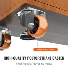VEVOR Leveling Casters, Set of 4, 720 lbs Total Load Capacity, 3 inches Diameter, Heavy Duty 360 Degree Swivel Caster Wheels, Adjustable Casters with Feet for Workbench, Machine, Equipment, Furniture