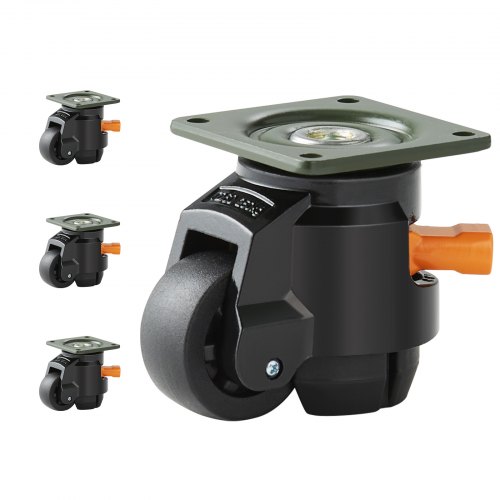 VEVOR Leveling Casters, Set of 4, 1100 lbs Total Load Capacity, 2 inches, Heavy Duty with Upgraded Handle Design, 360 Degree Swivel Caster Wheels, Adjustable Casters with Feet for Workbench, Machine