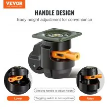 VEVOR Leveling Casters, 4-Pack Heavy Duty 360° Swivel Caster Wheels Hold up to 1100 lbs Load, 2 inches Caster Diameter, Adjustable Casters with Upgraded Handle Design and Feet for Workbench & Machine