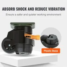 VEVOR Leveling Casters, 4-Pack Heavy Duty 360° Swivel Caster Wheels Hold up to 1100 lbs Load, 2 inches Caster Diameter, Adjustable Casters with Upgraded Handle Design and Feet for Workbench & Machine