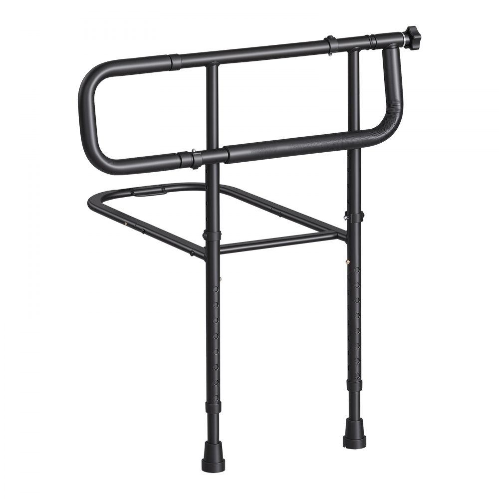 VEVOR Bed Rails for Elderly Adults Folding Bed Side Rail with Floor Support, Length & Height Adjustable, High-Strength Steel Bedside Assist Cane, Fits King Queen Full Twin Bed, 300LBS Strong Capacity