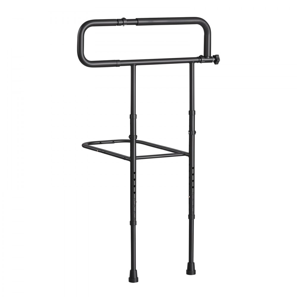 VEVOR Bed Rails for Elderly Adults Folding Bed Side Rail with Floor Support, Length & Height Adjustable, High-Strength Steel Bedside Assist Cane, Fits King Queen Full Twin Bed, 300LBS Strong Capacity