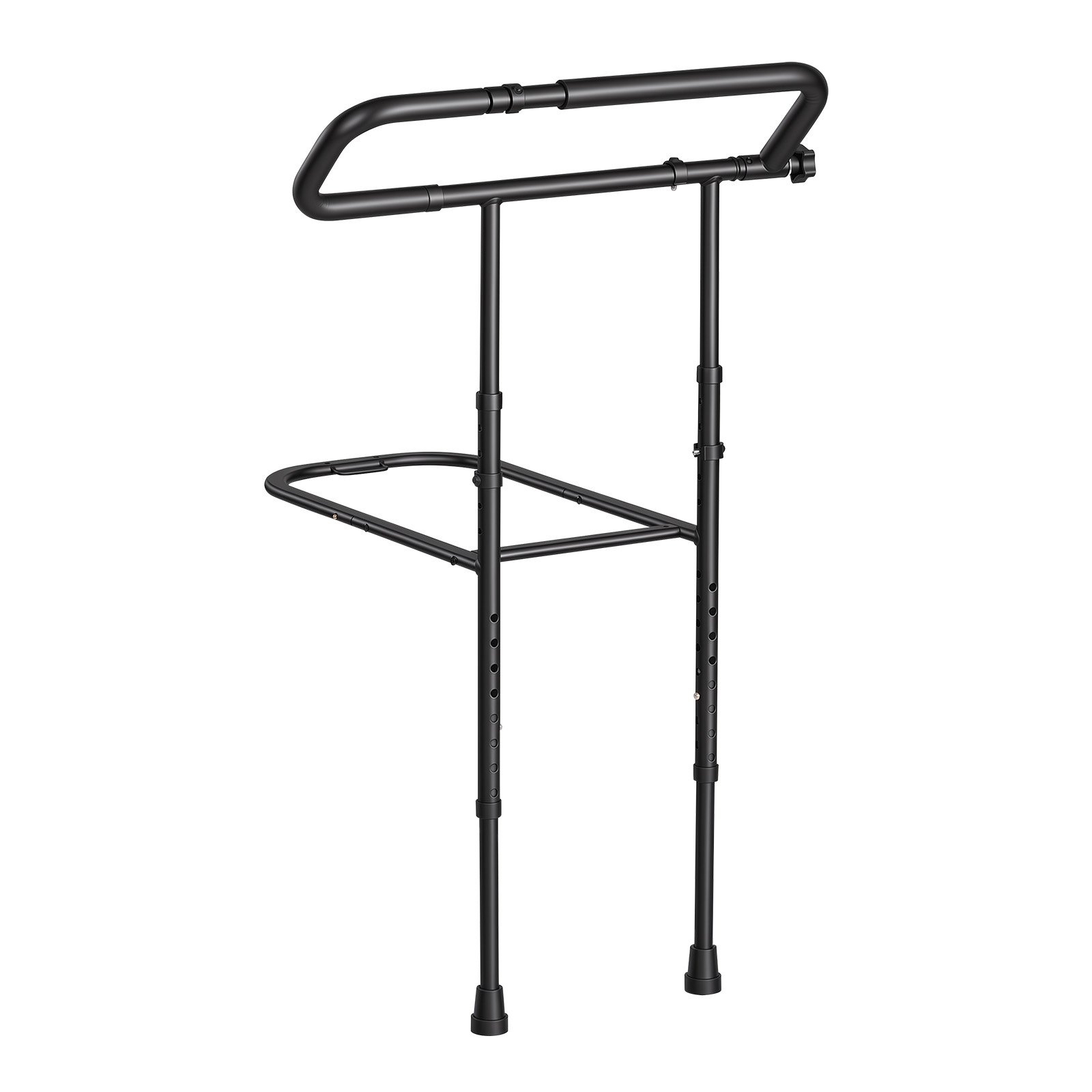 VEVOR Bed Rails for Elderly Adults Folding Bed Side Rail with Floor Support, Length & Height Adjustable, High-Strength Steel Bedside Assist Cane, Fits King Queen Full Twin Bed, 300LBS Strong Capacity