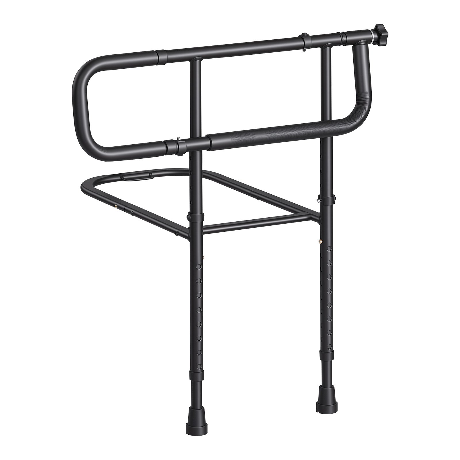VEVOR Bed Rails for Elderly Adults Folding Bed Side Rail with Floor Support, Length & Height Adjustable, High-Strength Steel Bedside Assist Cane, Fits King Queen Full Twin Bed, 300LBS Strong Capacity