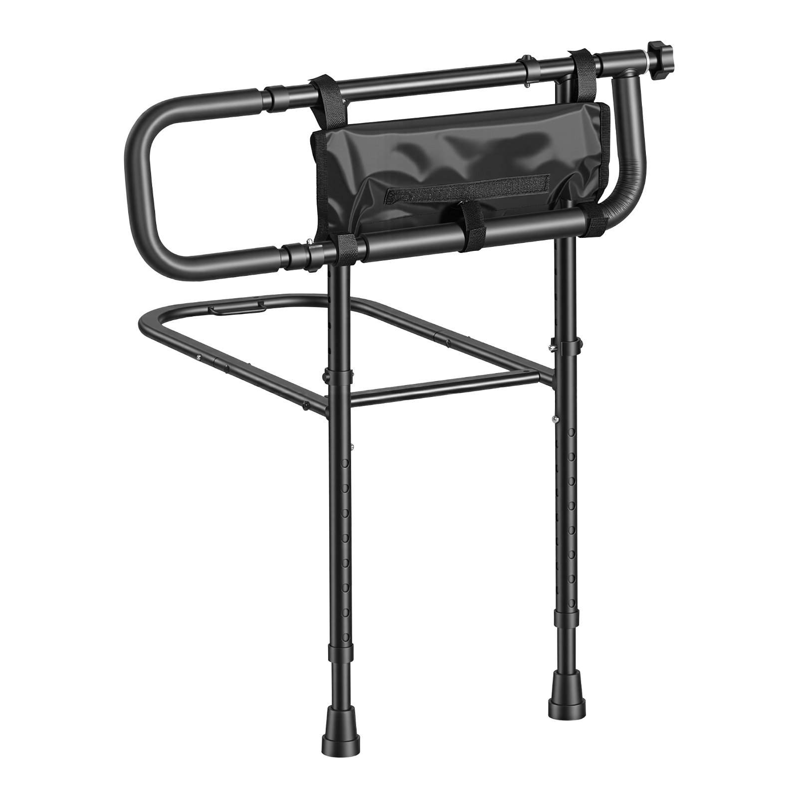 VEVOR Bed Rails for Elderly Adults Folding Bed Side Rail with Floor Support, Length & Height Adjustable, 136kg Strong Capacity, Bedside Assist Cane with Storage Pocket, Fits King Queen Full Twin Bed