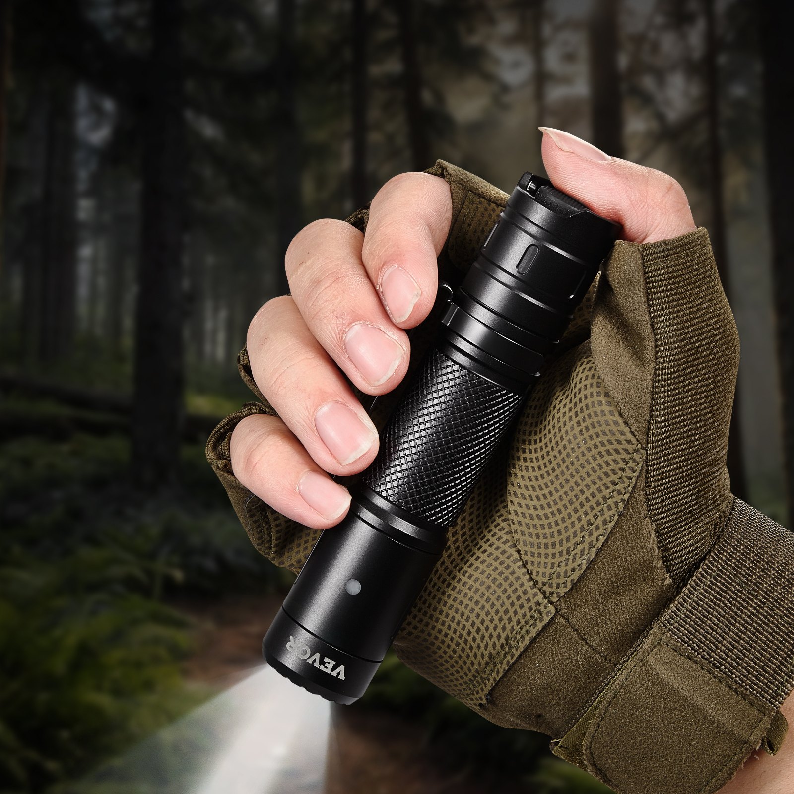 VEVOR Rechargeable Flashlight, High Lumens LED Flashlight with 6 Lighting Modes, IP66 Waterproof Handheld Flash Light for Home, Hiking, Camping, Emergencies, Lightweight & Portable