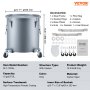 VEVOR Fryer Grease Bucket, 37.8L/10Gal Oil Disposal Caddy with Caster Base, Carbon Steel Rust-Proof Coating, Oil Transport Container with Lid, Lock Clips, Filter Bag for Hot Cooking Oil Filtering, Gray