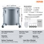 VEVOR fryer grease bucket glt-16gal with casters, accessories, gray carbon steel, 16.5 lbs.