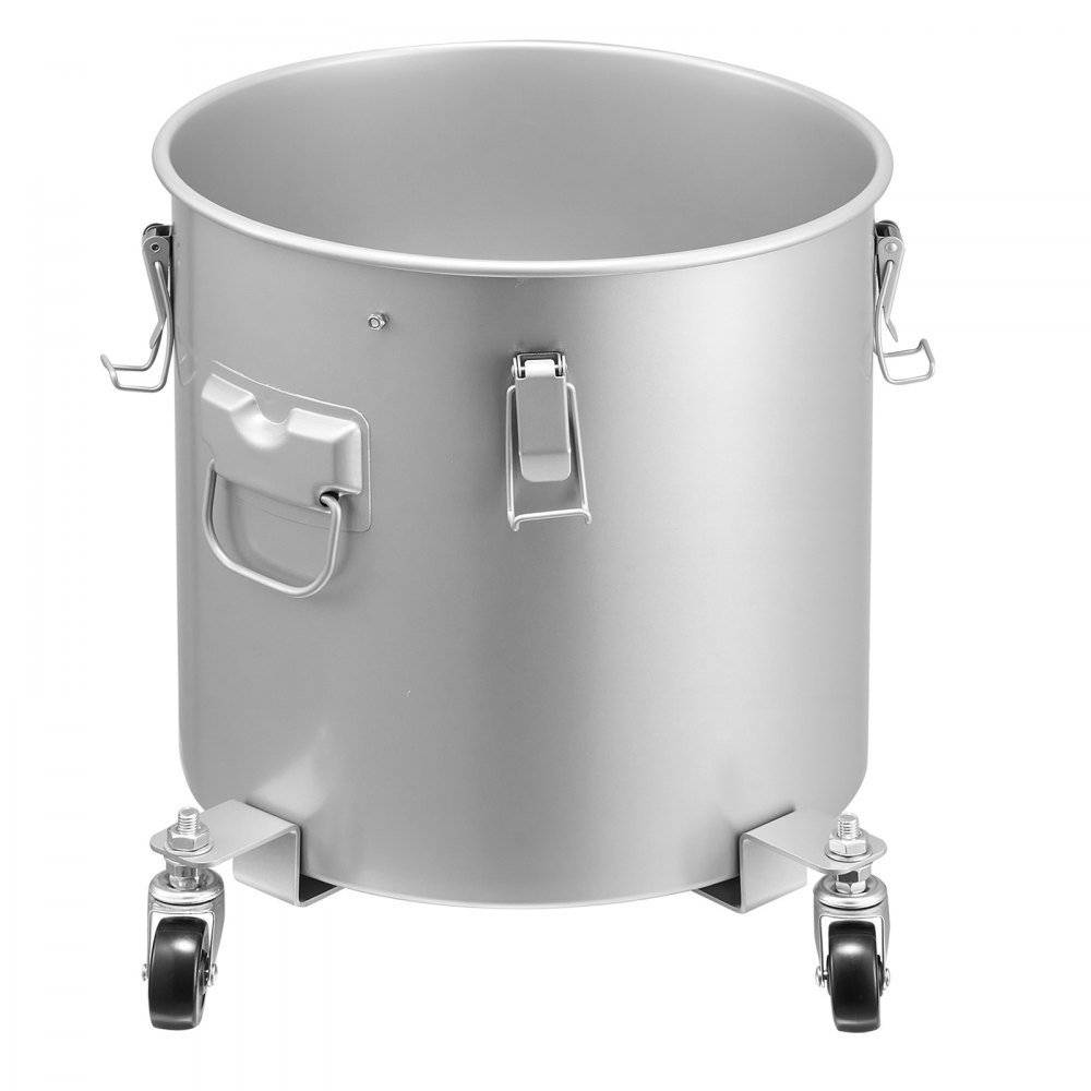VEVOR Fryer Grease Bucket, 30L Oil Disposal Caddy with Caster Base, Carbon Steel with Rust-Proof Coating, Oil Transport Container with Lid, Lock Clips, Filter Bag for Hot Cooking Oil Filtering, Gray